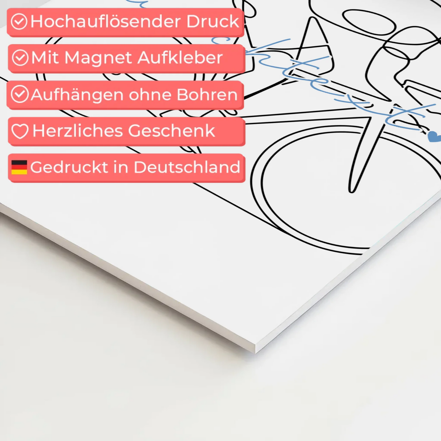 Personalisiertes Fotoboard Magnetisch Lineart Rennradfahren Geschenk Sohn & Bruder
