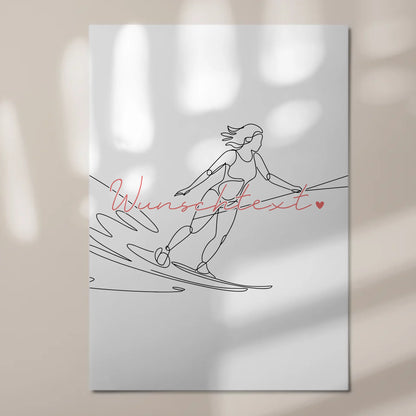 Lineart Fotoboard Magnetisch Personalisiert Wasserskifahren Geschenk Tochter & Schwester