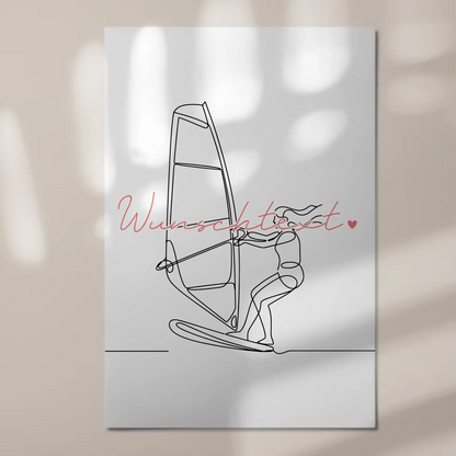 Personalisiertes Fotoboard Magnetisch Lineart Windsurfen Geschenk Tochter & Schwester