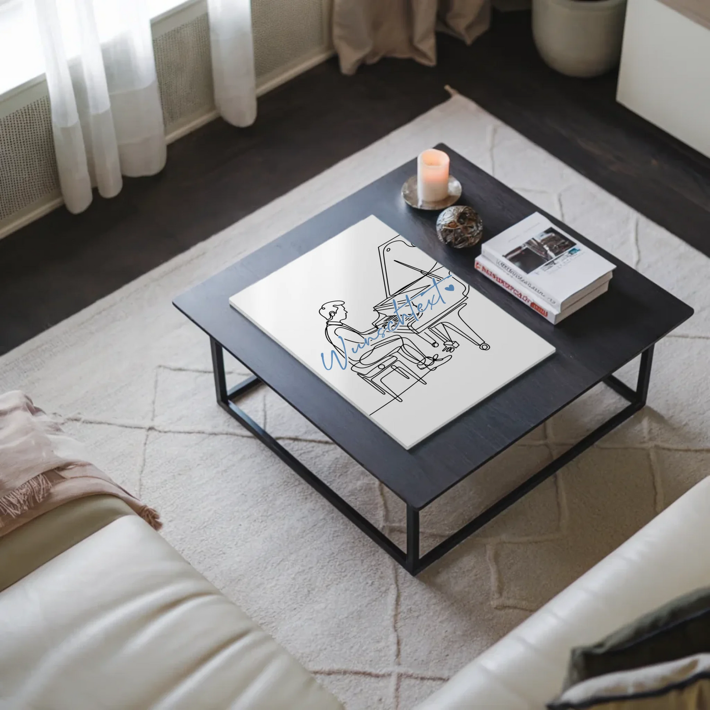 Lineart Fotoboard Magnetisch Personalisiert Klavier Geschenk Sohn & Bruder