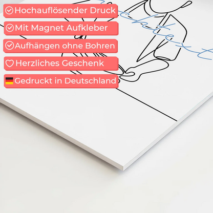 Lineart Fotoboard Magnet Wandbild Kochen Geschenk Sohn & Bruder