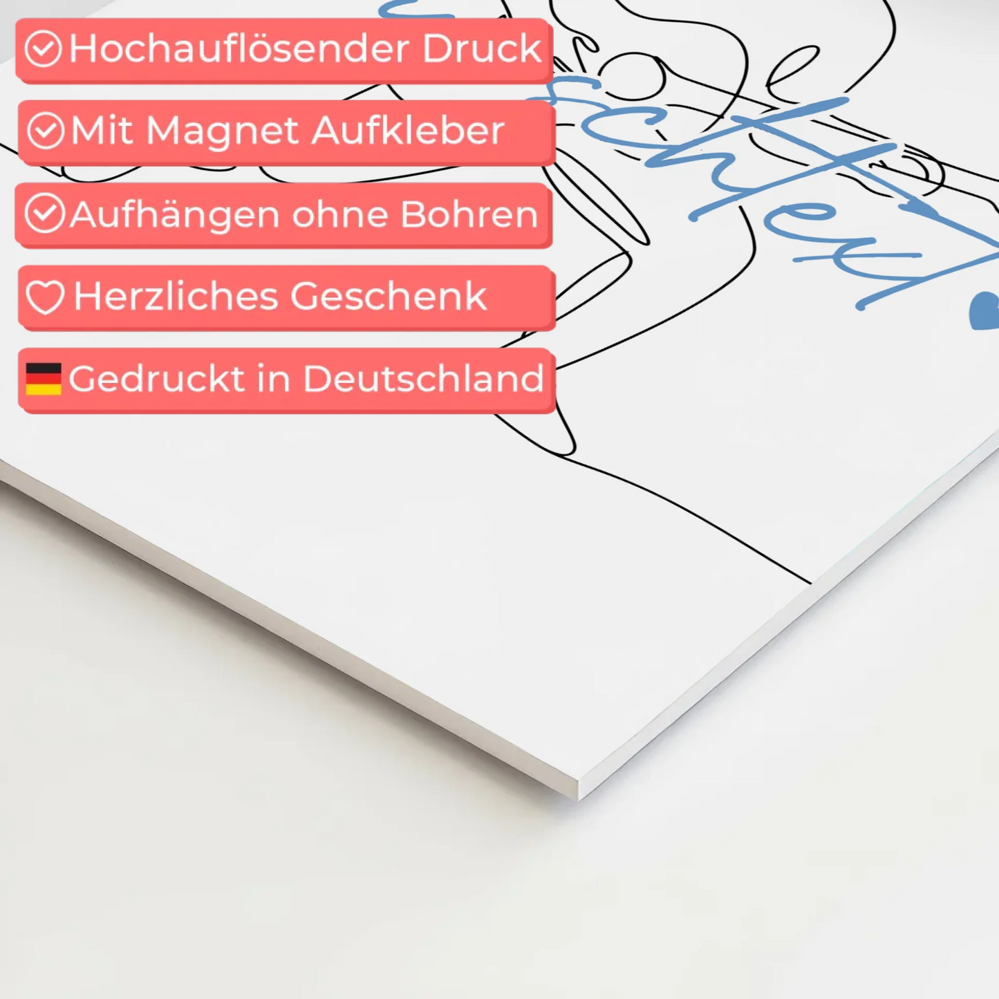 Lineart Fotoboard Magnetisch Personalisiert Gitarre Geschenk Sohn & Bruder