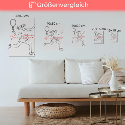 Personalisiertes Fotoboard Magnetisch Lineart Tennis Geschenk Tochter & Schwester 6