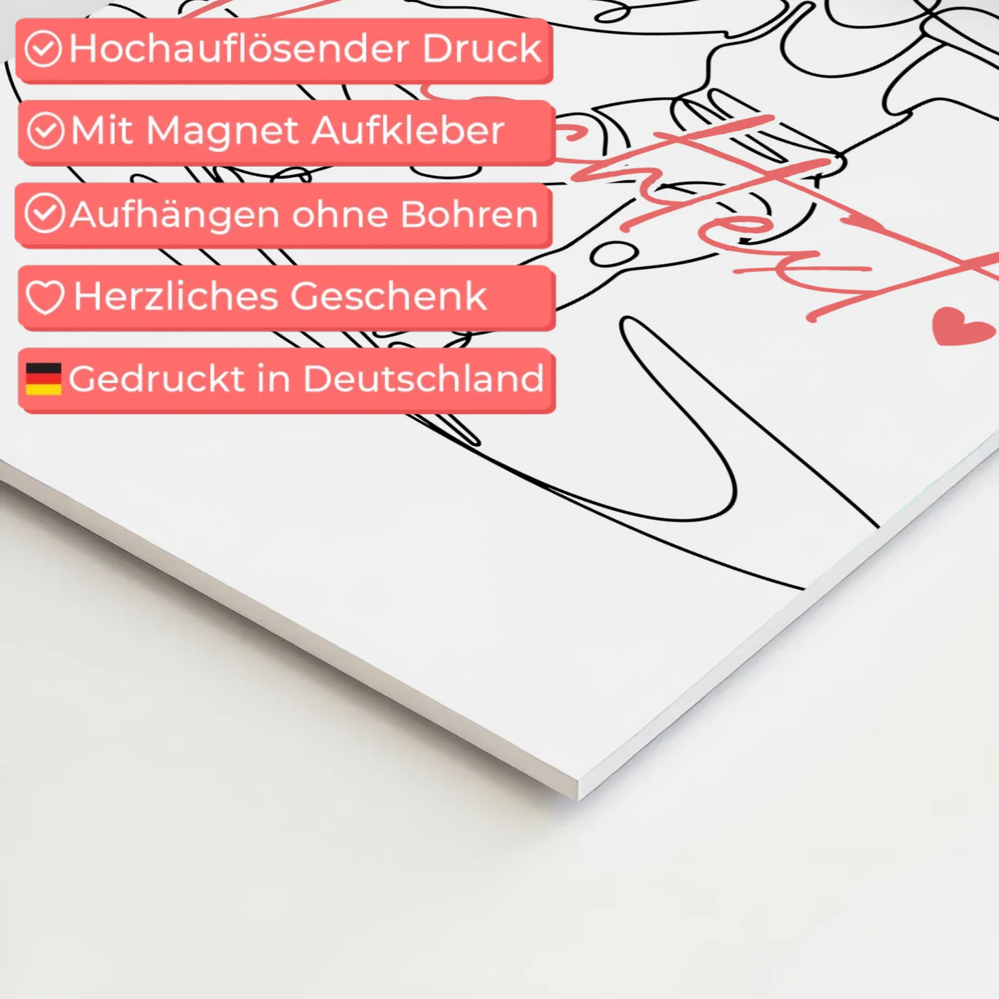 Personalisiertes Fotoboard Magnetisch Lineart Wakeboarden Geschenk Tochter & Schwester