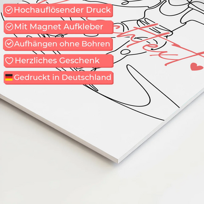 Personalisiertes Fotoboard Magnetisch Lineart Wakeboarden Geschenk Tochter & Schwester