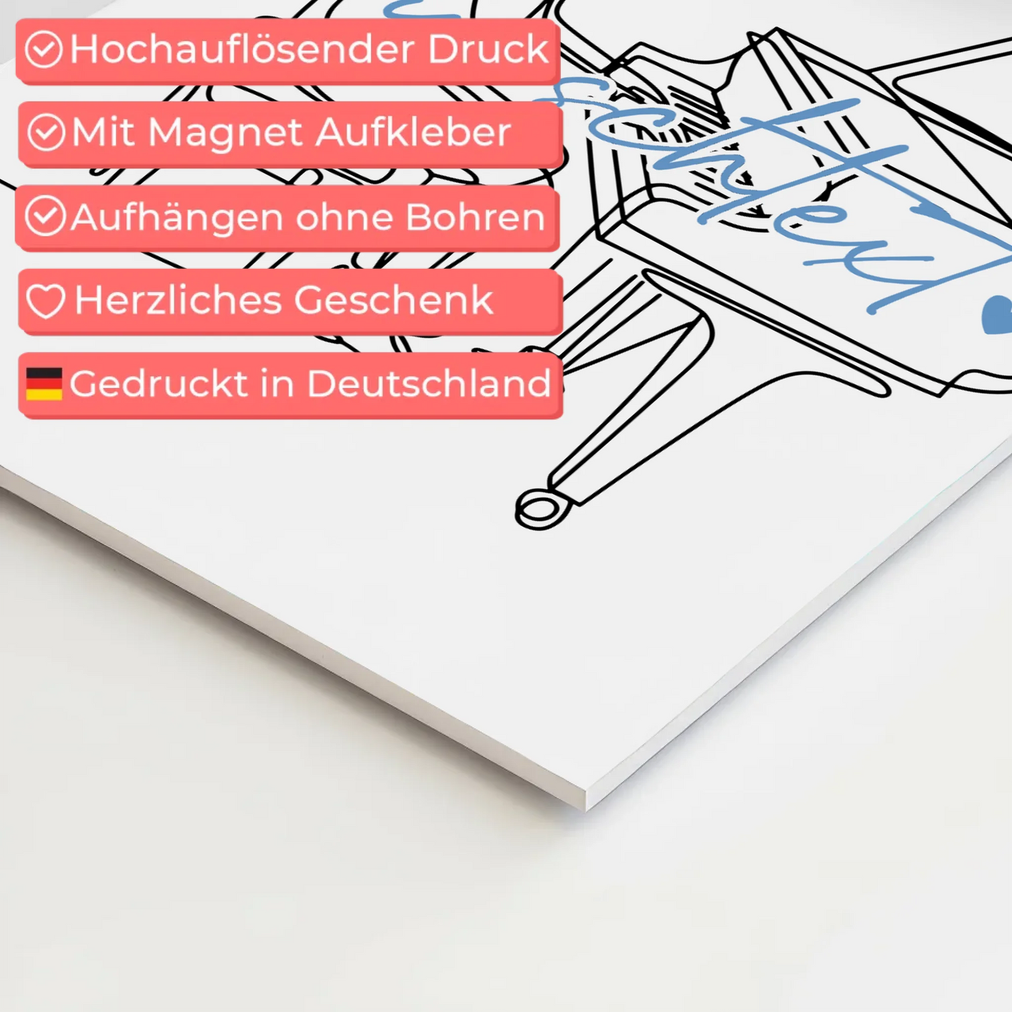 Lineart Fotoboard Magnetisch Personalisiert Klavier Geschenk Sohn & Bruder
