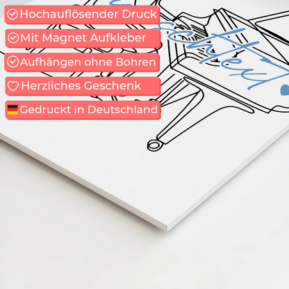 Lineart Fotoboard Magnetisch Personalisiert Klavier Geschenk Sohn & Bruder