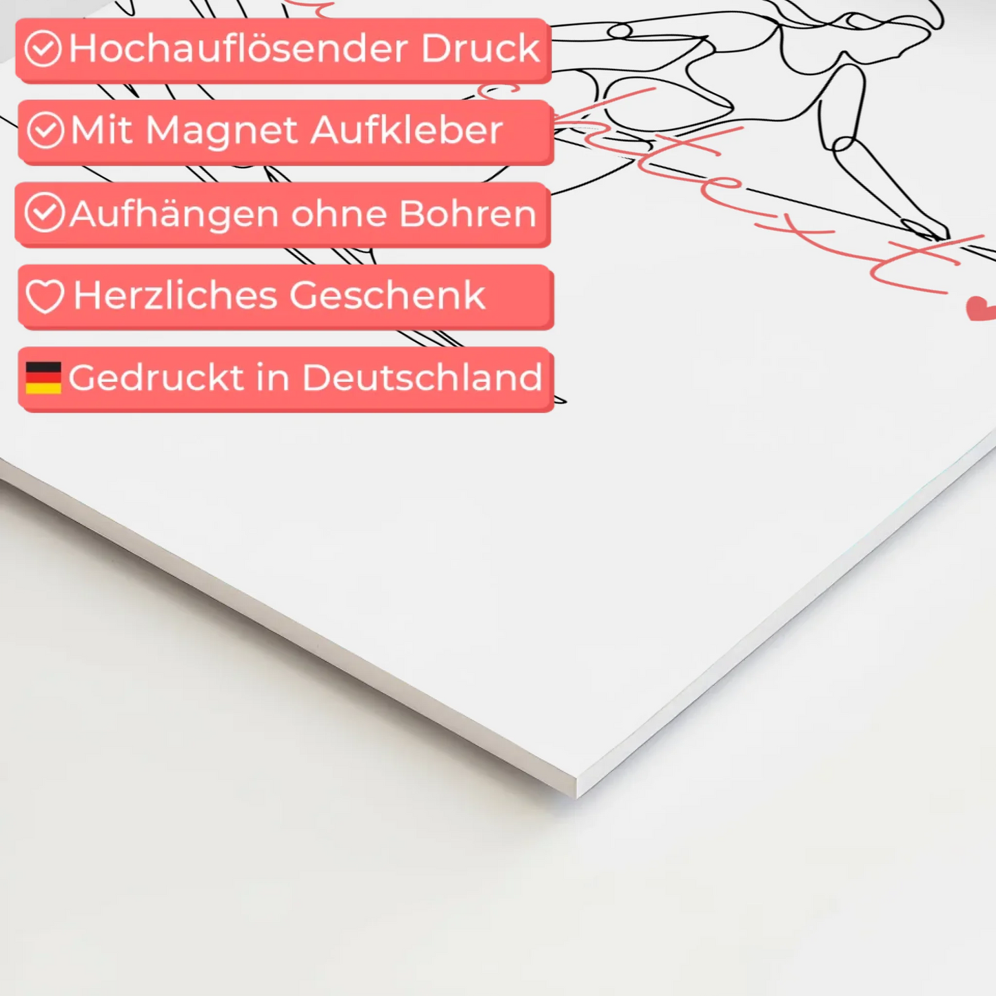 Lineart Fotoboard Magnetisch Personalisiert Wasserskifahren Geschenk Tochter & Schwester