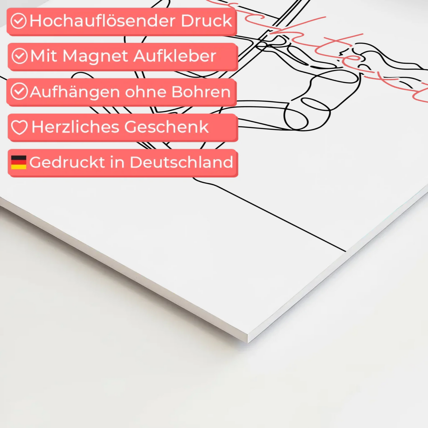 Personalisiertes Fotoboard Magnetisch Lineart Windsurfen Geschenk Tochter & Schwester