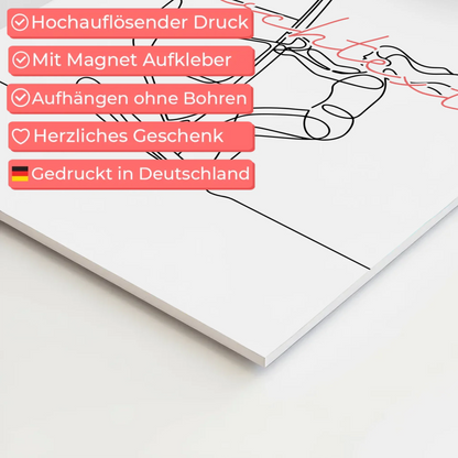 Personalisiertes Fotoboard Magnetisch Lineart Windsurfen Geschenk Tochter & Schwester