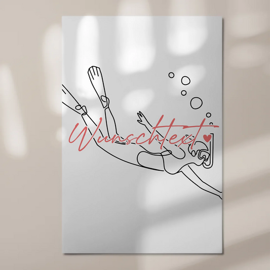 Lineart Fotoboard Magnet Wandbild Schnorcheln Geschenk Tochter & Schwester 1