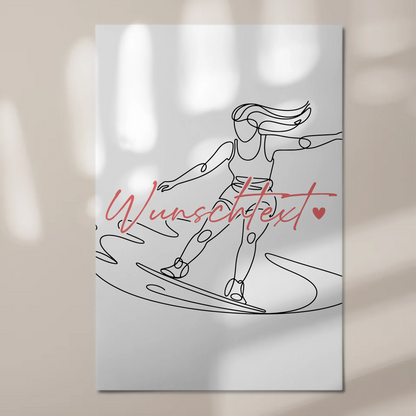 Personalisiertes Fotoboard Magnetisch Lineart Wakeboarden Geschenk Tochter & Schwester