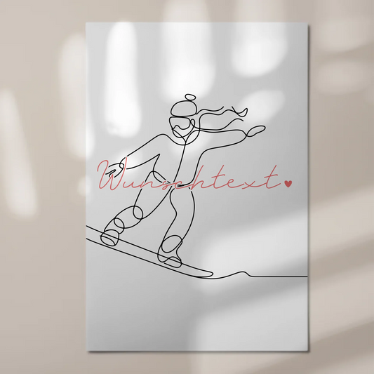 Lineart Fotoboard Magnet Wandbild Snowboarden Geschenk Tochter & Schwester 1