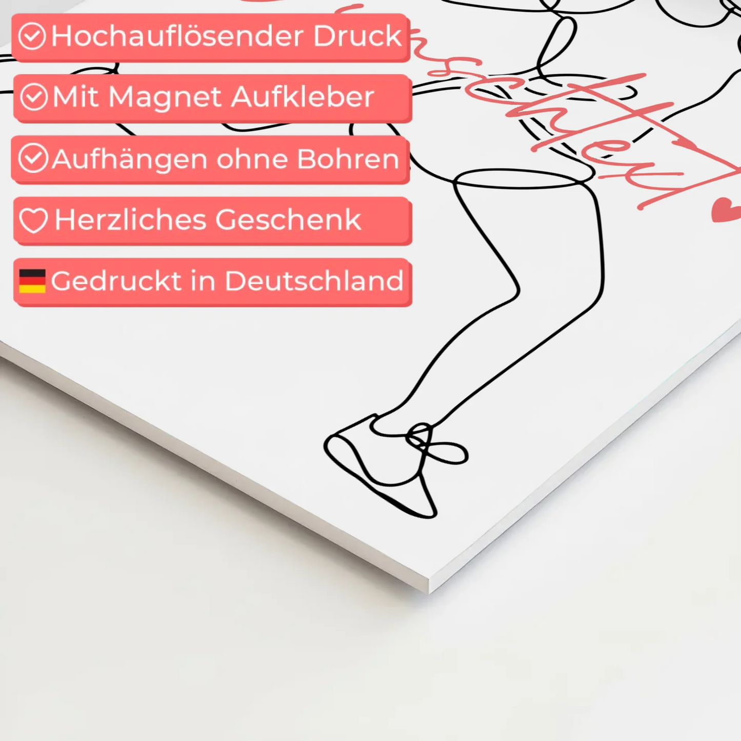 Personalisiertes Fotoboard Magnetisch Lineart Tennis Geschenk Tochter & Schwester 10