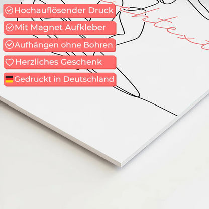 Personalisiertes Fotoboard Magnetisch Lineart Surfen Geschenk Tochter & Schwester