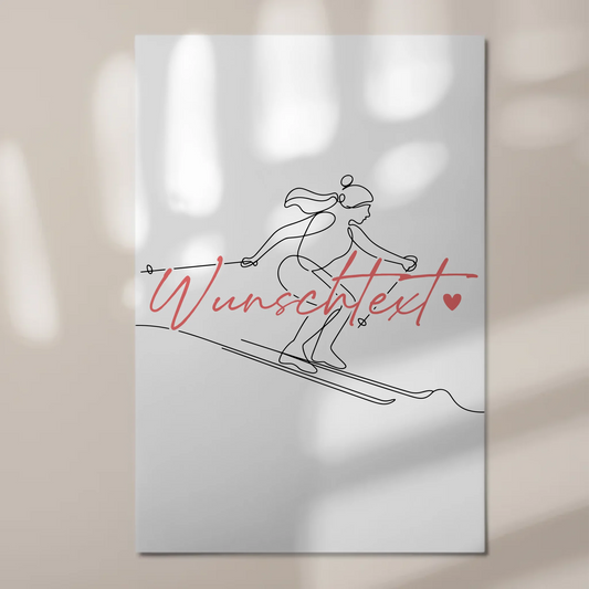 Lineart Fotoboard Magnetisch Personalisiert Skifahren Geschenk Tochter & Schwester 1