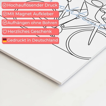 Personalisiertes Fotoboard Magnetisch Lineart Rennradfahren Geschenk Sohn & Bruder