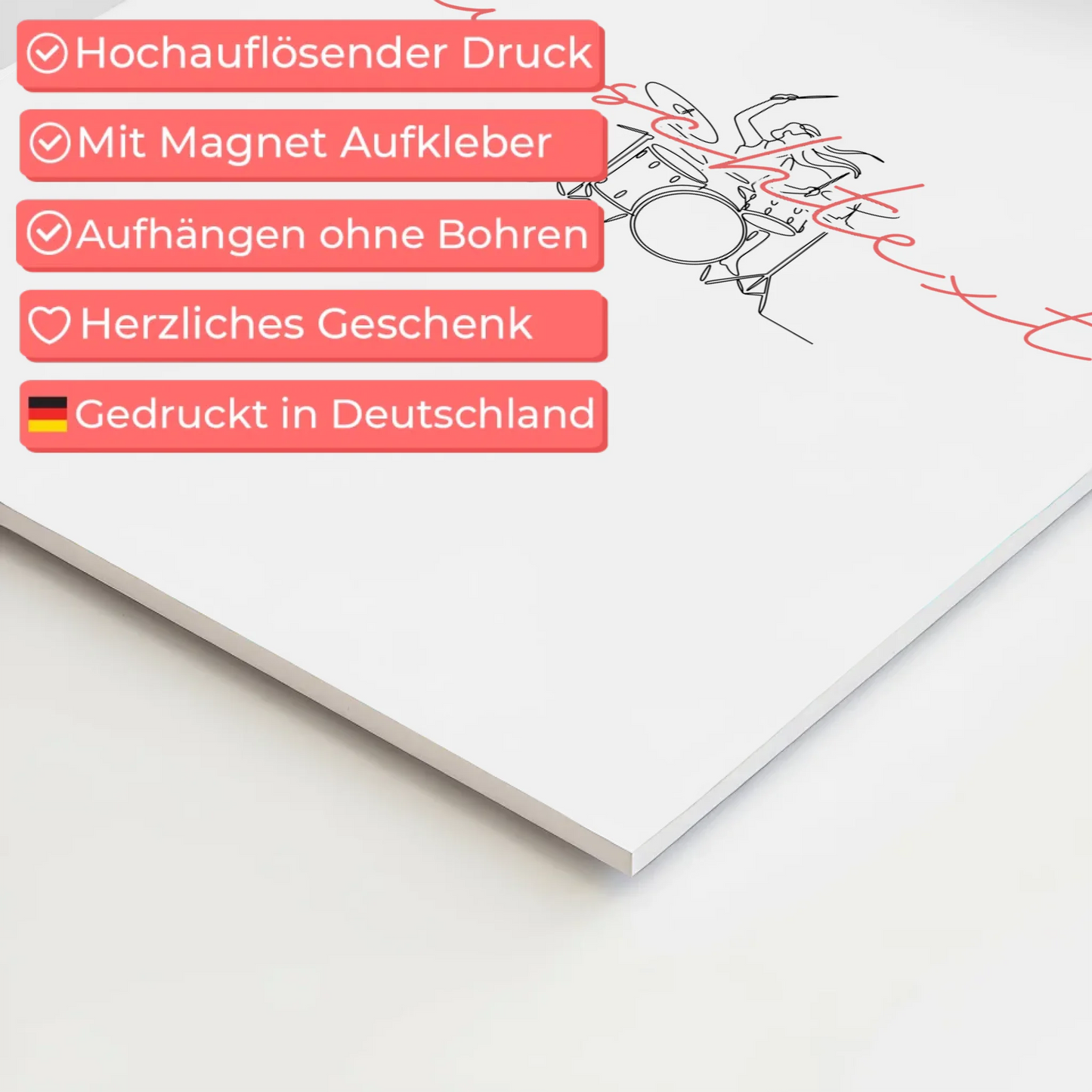 Lineart Fotoboard Magnetisch Personalisiert Schlagzeug Geschenk Tochter & Schwester 4