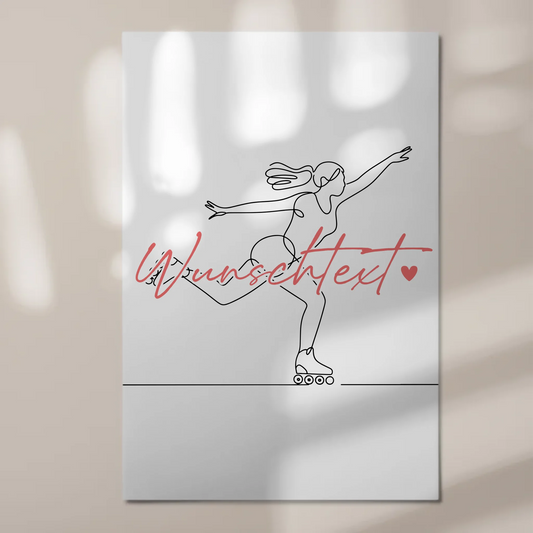 Lineart Fotoboard Magnet Wandbild Rollschuhlaufen Geschenk Tochter & Schwester 1