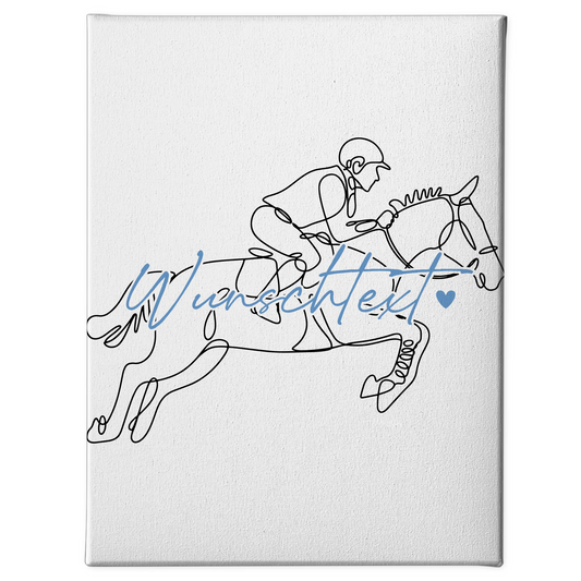 Personalisierte Leinwand Lineart Springreiten Geschenk Sohn & Bruder 1