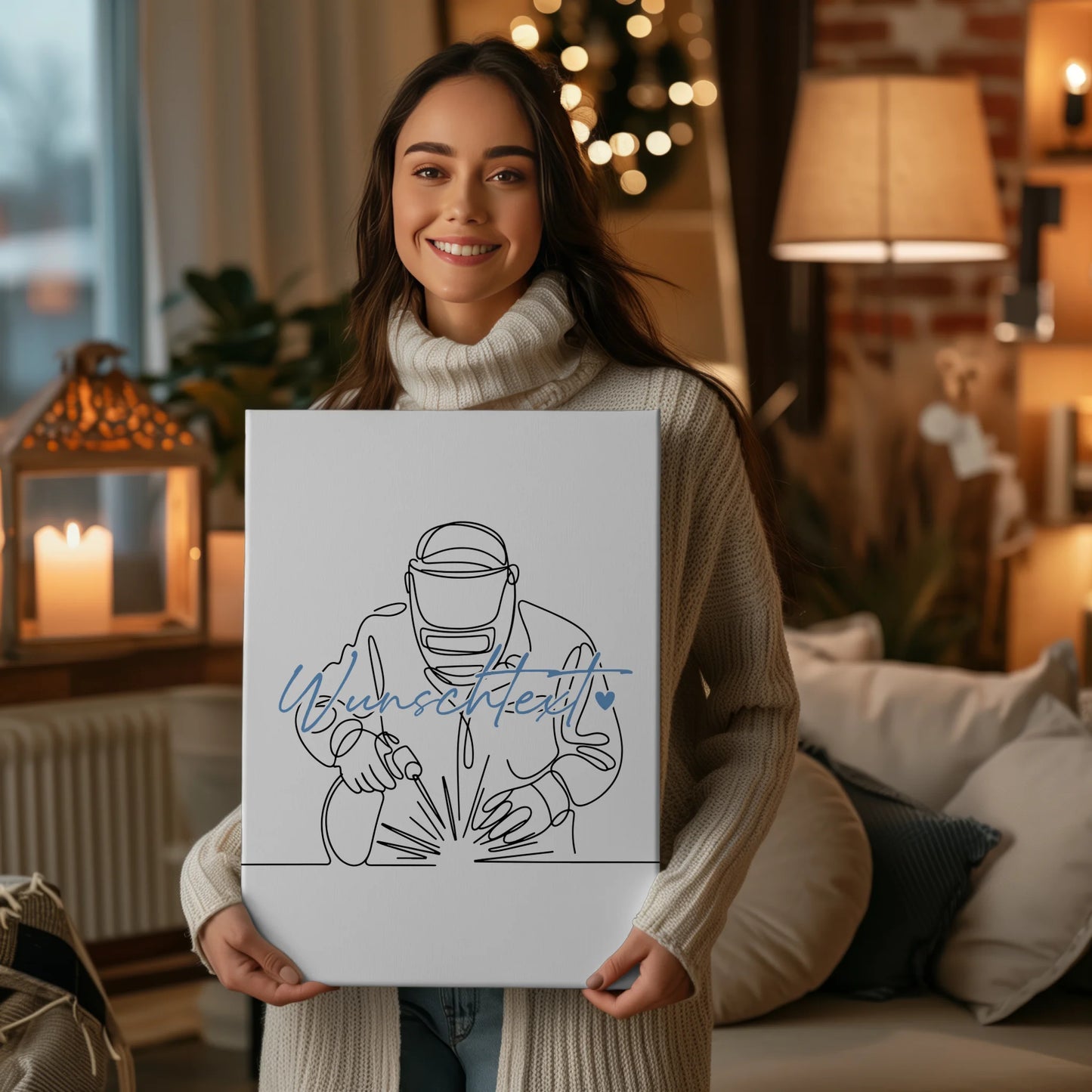 Lineart Leinwand Schweißer Geschenk Sohn & Bruder 2