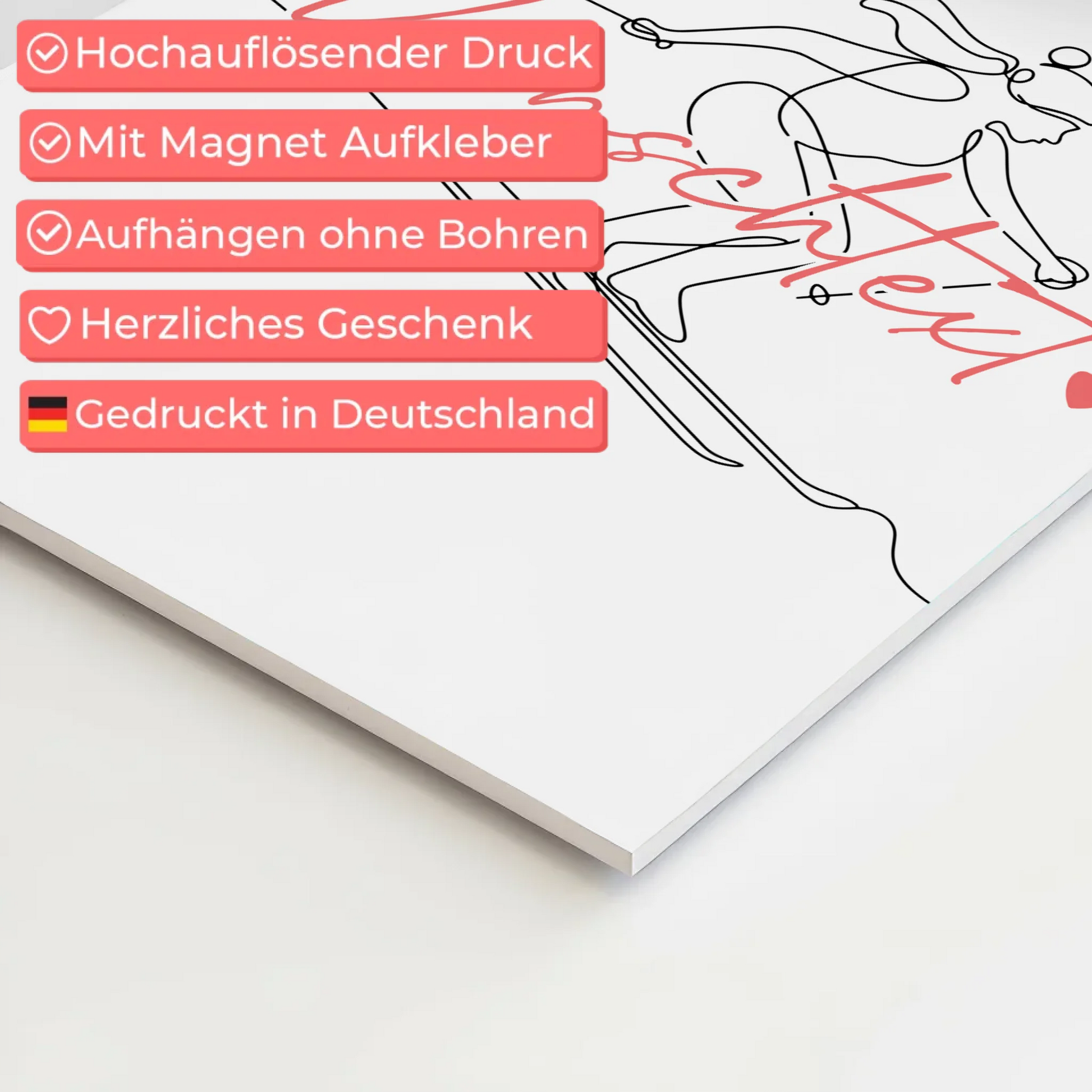 Lineart Fotoboard Magnetisch Personalisiert Skifahren Geschenk Tochter & Schwester 4