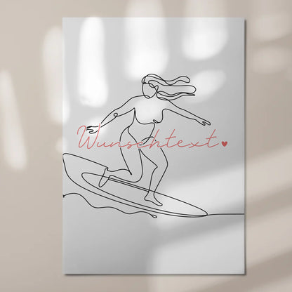 Personalisiertes Fotoboard Magnetisch Lineart Surfen Geschenk Tochter & Schwester