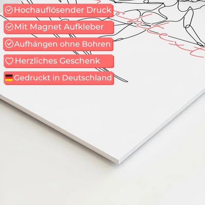 Lineart Fotoboard Magnetisch Personalisiert Wasserskifahren Geschenk Tochter & Schwester