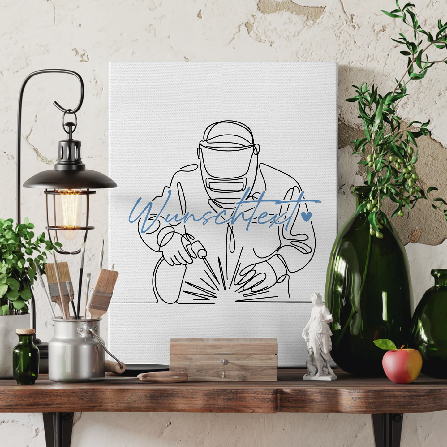 Lineart Leinwand Schweißer Geschenk Sohn & Bruder 3