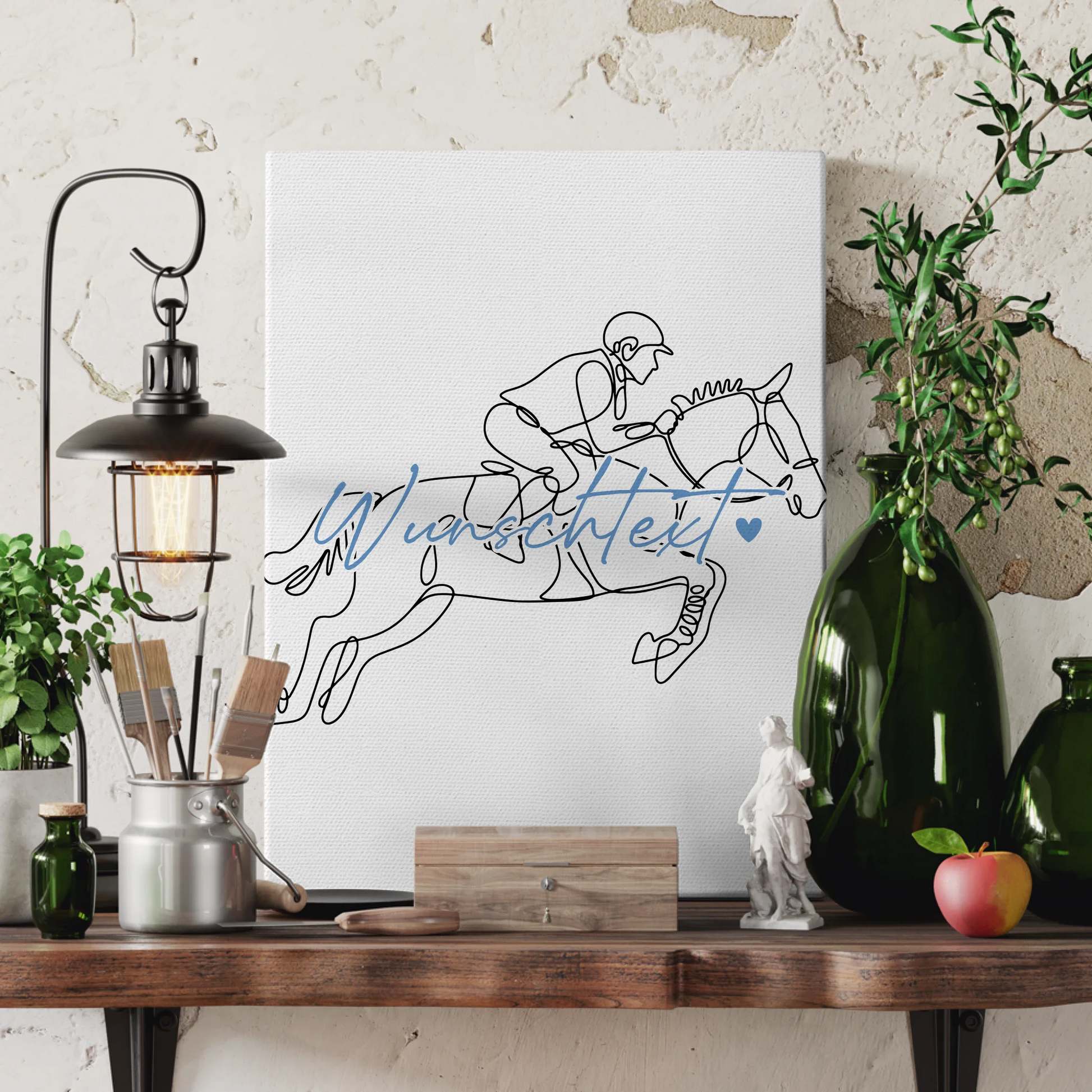 Personalisierte Leinwand Lineart Springreiten Geschenk Sohn & Bruder 3