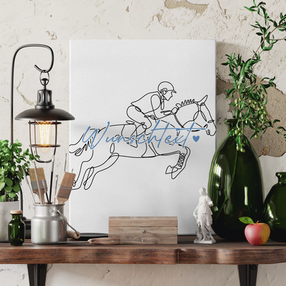 Personalisierte Leinwand Lineart Springreiten Geschenk Sohn & Bruder 3