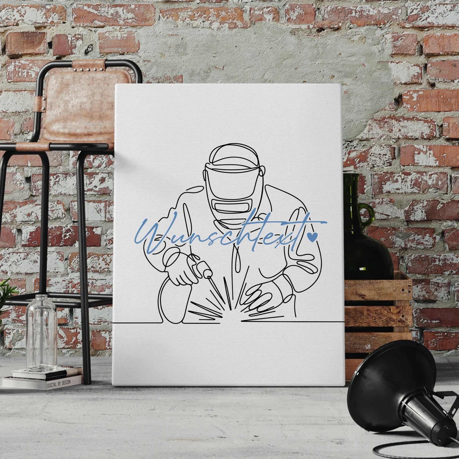 Lineart Leinwand Schweißer Geschenk Sohn & Bruder 4