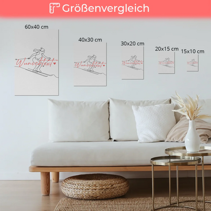Lineart Fotoboard Magnetisch Personalisiert Skifahren Geschenk Tochter & Schwester 6