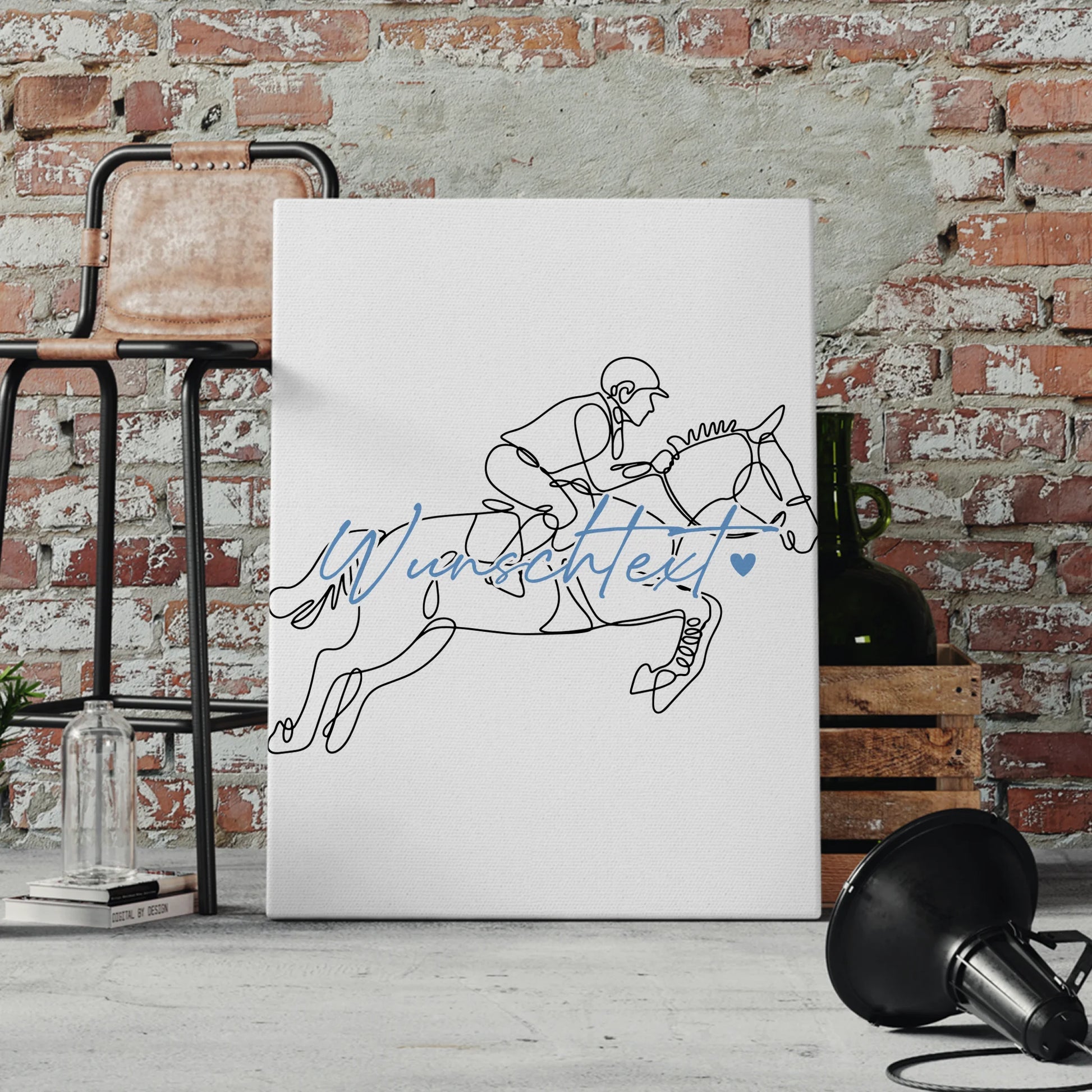 Personalisierte Leinwand Lineart Springreiten Geschenk Sohn & Bruder 4