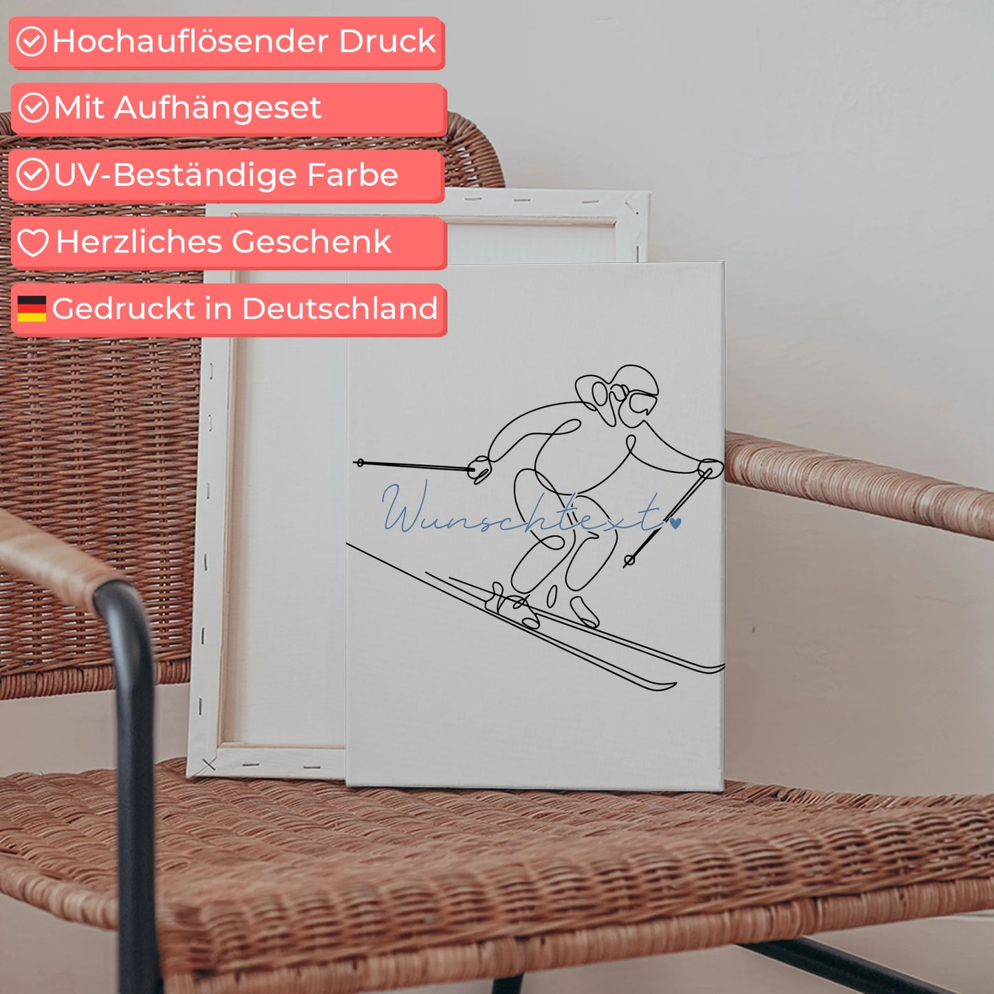 Personalisierte Leinwand Lineart Skifahren Geschenk Sohn & Bruder 5