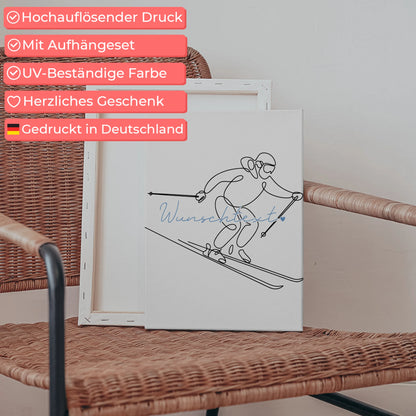 Personalisierte Leinwand Lineart Skifahren Geschenk Sohn & Bruder 5