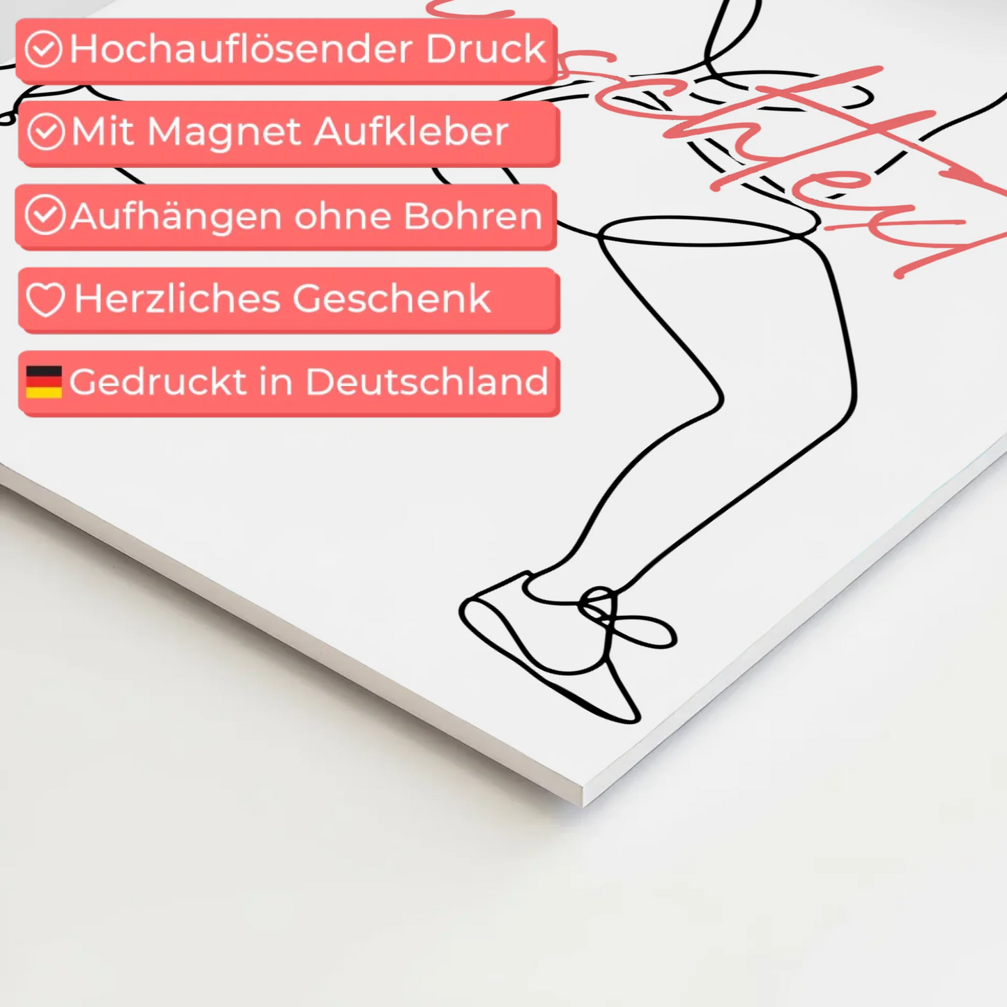 Personalisiertes Fotoboard Magnetisch Lineart Tennis Geschenk Tochter & Schwester