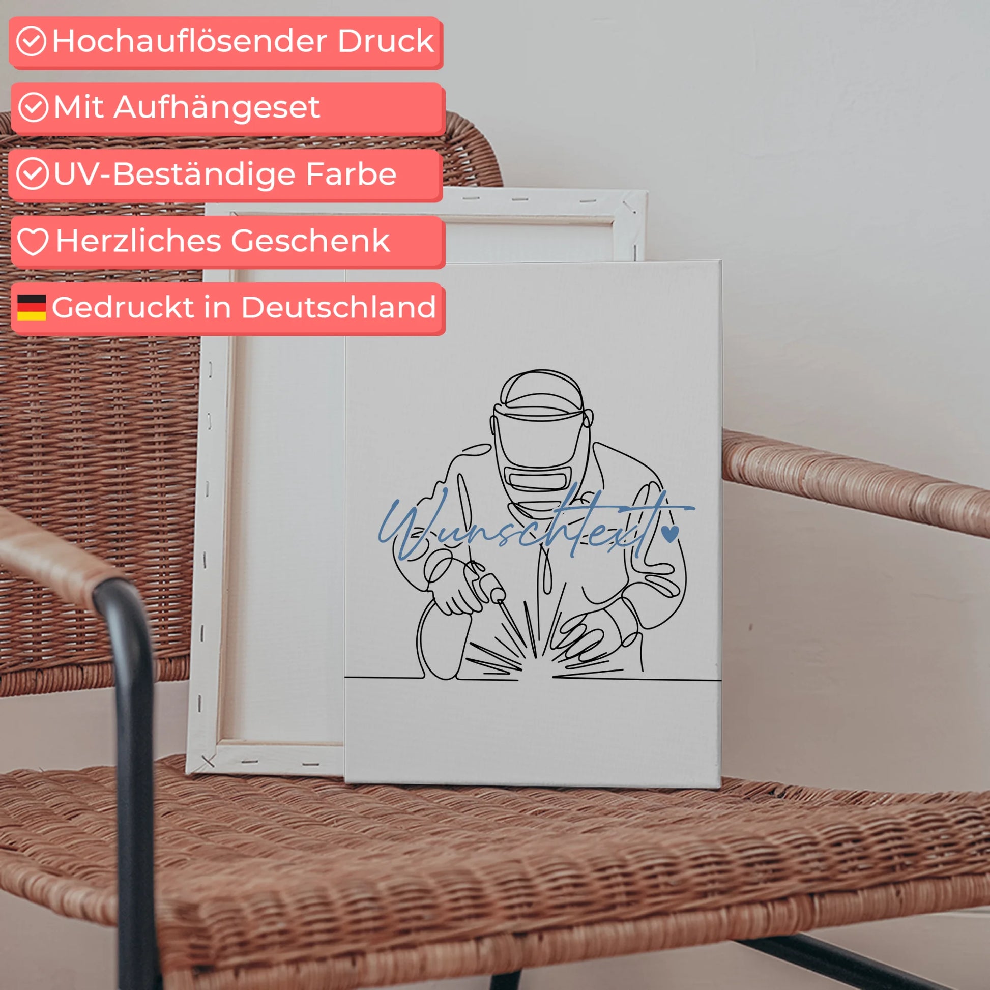 Lineart Leinwand Schweißer Geschenk Sohn & Bruder 5