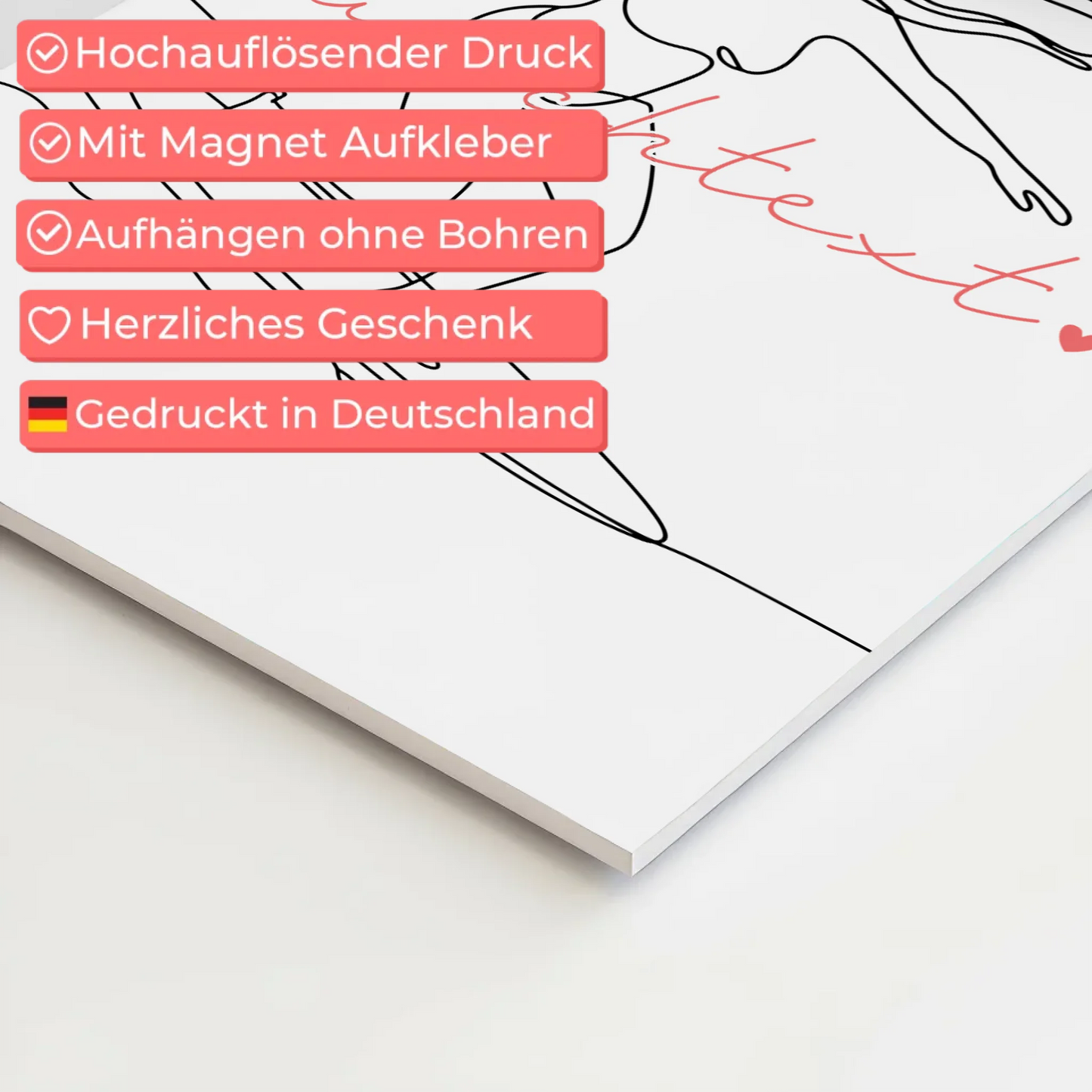 Personalisiertes Fotoboard Magnetisch Lineart Surfen Geschenk Tochter & Schwester