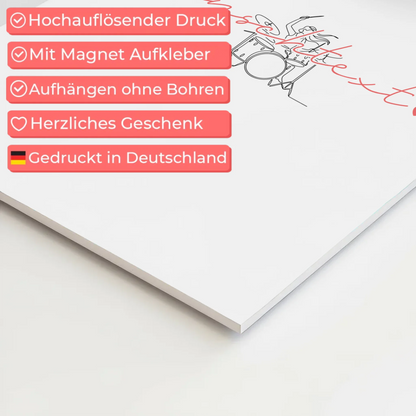 Lineart Fotoboard Magnetisch Personalisiert Schlagzeug Geschenk Tochter & Schwester 10