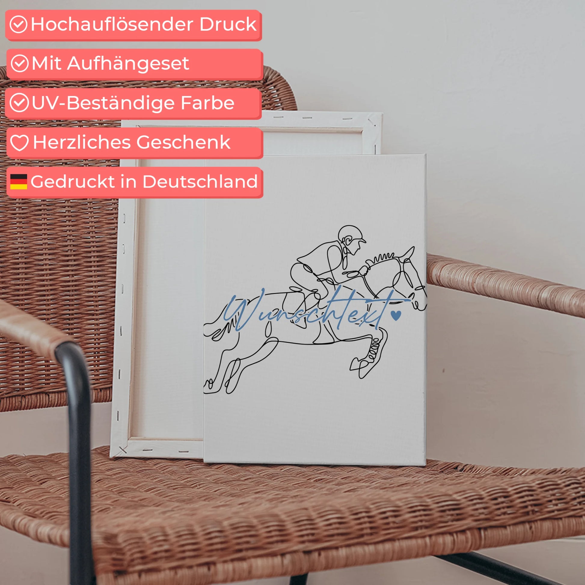 Personalisierte Leinwand Lineart Springreiten Geschenk Sohn & Bruder 5