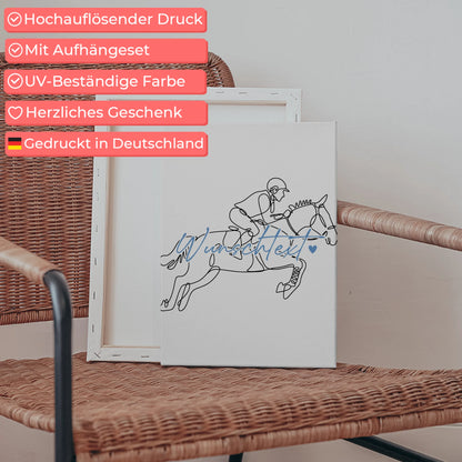 Personalisierte Leinwand Lineart Springreiten Geschenk Sohn & Bruder 5