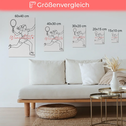 Personalisiertes Fotoboard Magnetisch Lineart Tennis Geschenk Tochter & Schwester