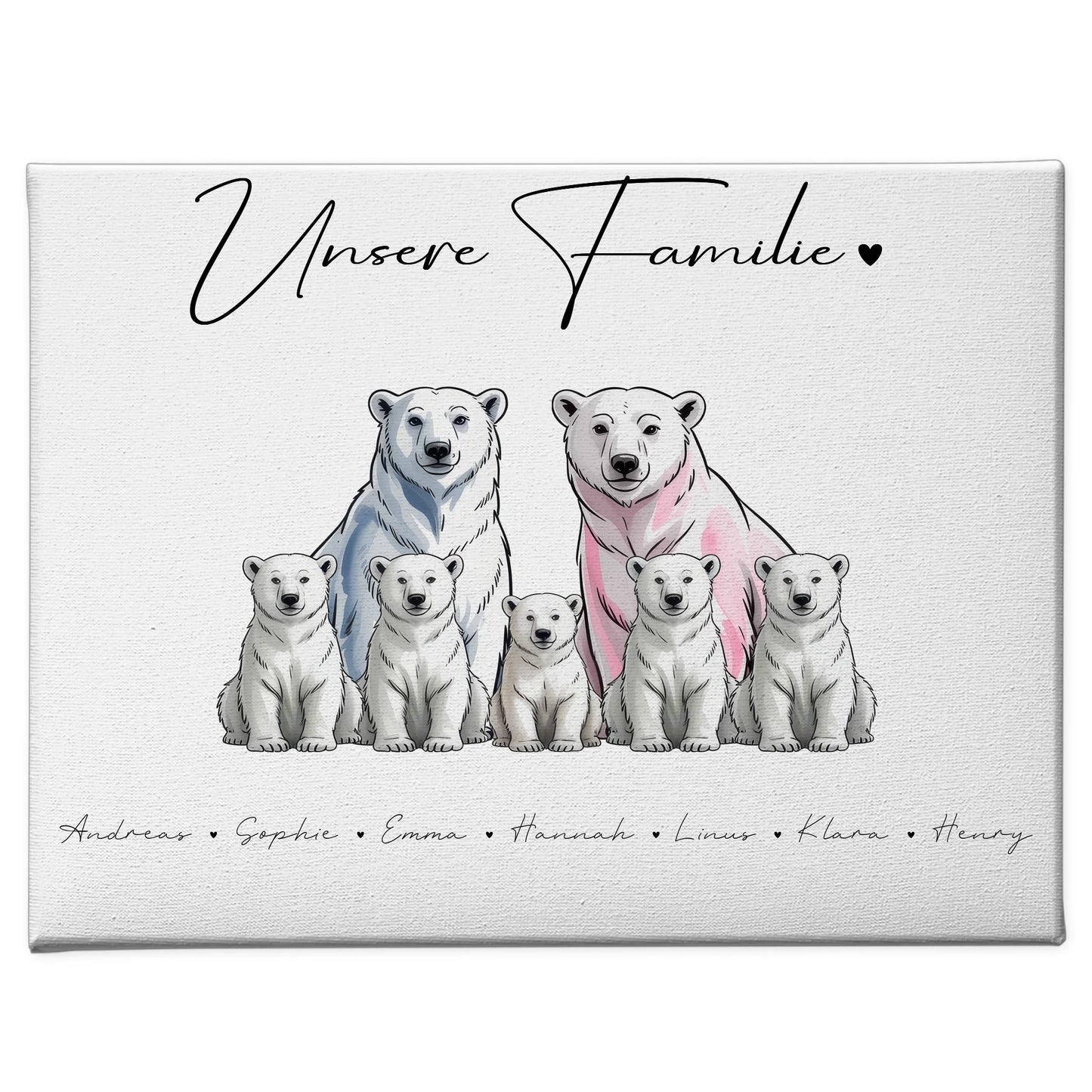 Leinwand Familie Mit Namen Eisbären Familienporträt Geschenk für Oma Opa Mama Papa 1