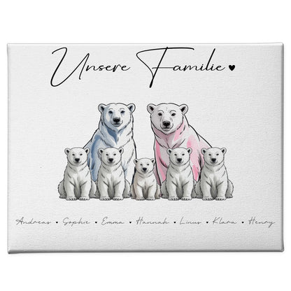 Leinwand Familie Mit Namen Eisbären Familienporträt Geschenk für Oma Opa Mama Papa 1