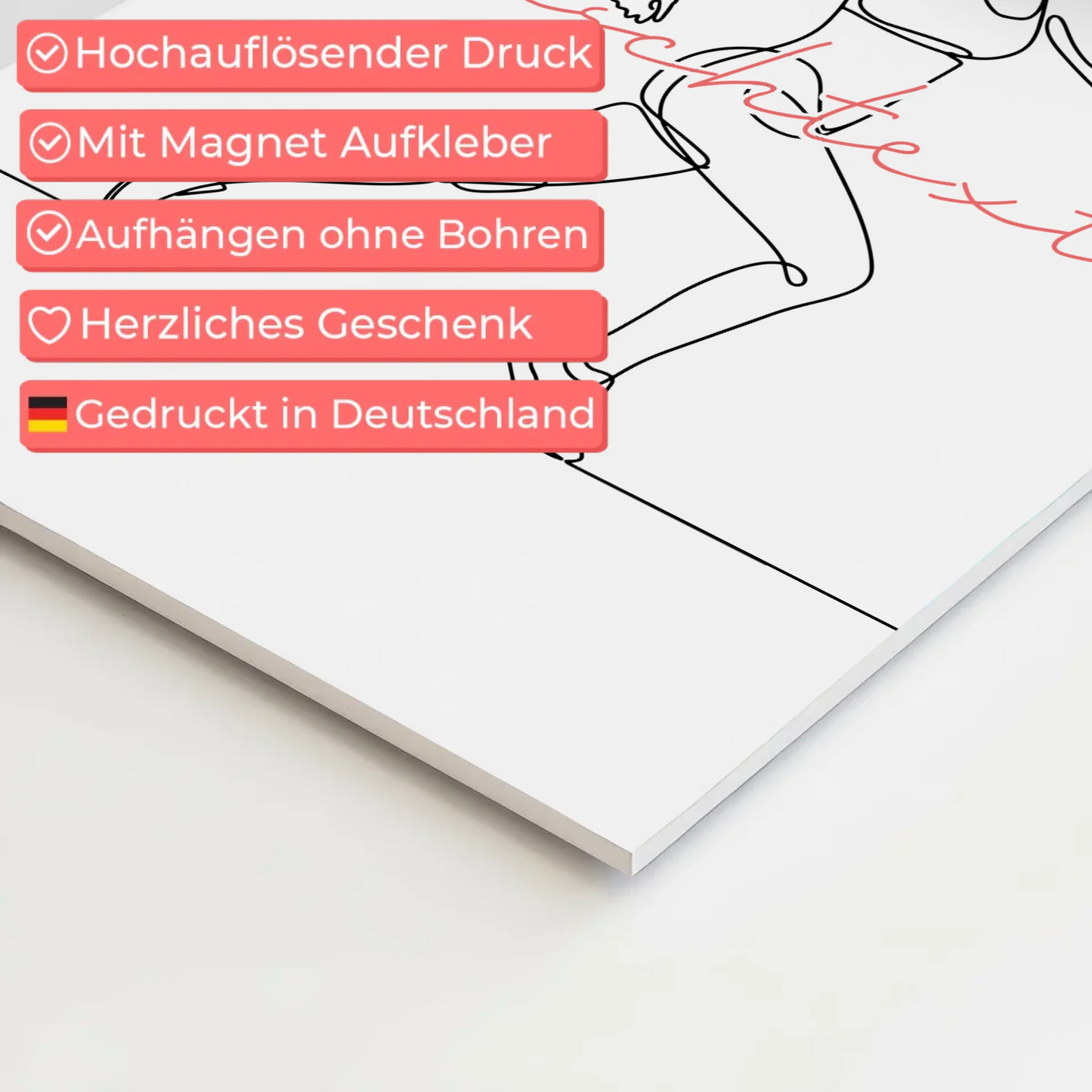 Personalisiertes Fotoboard Magnetisch Lineart Ultramarathon Geschenk Tochter & Schwester