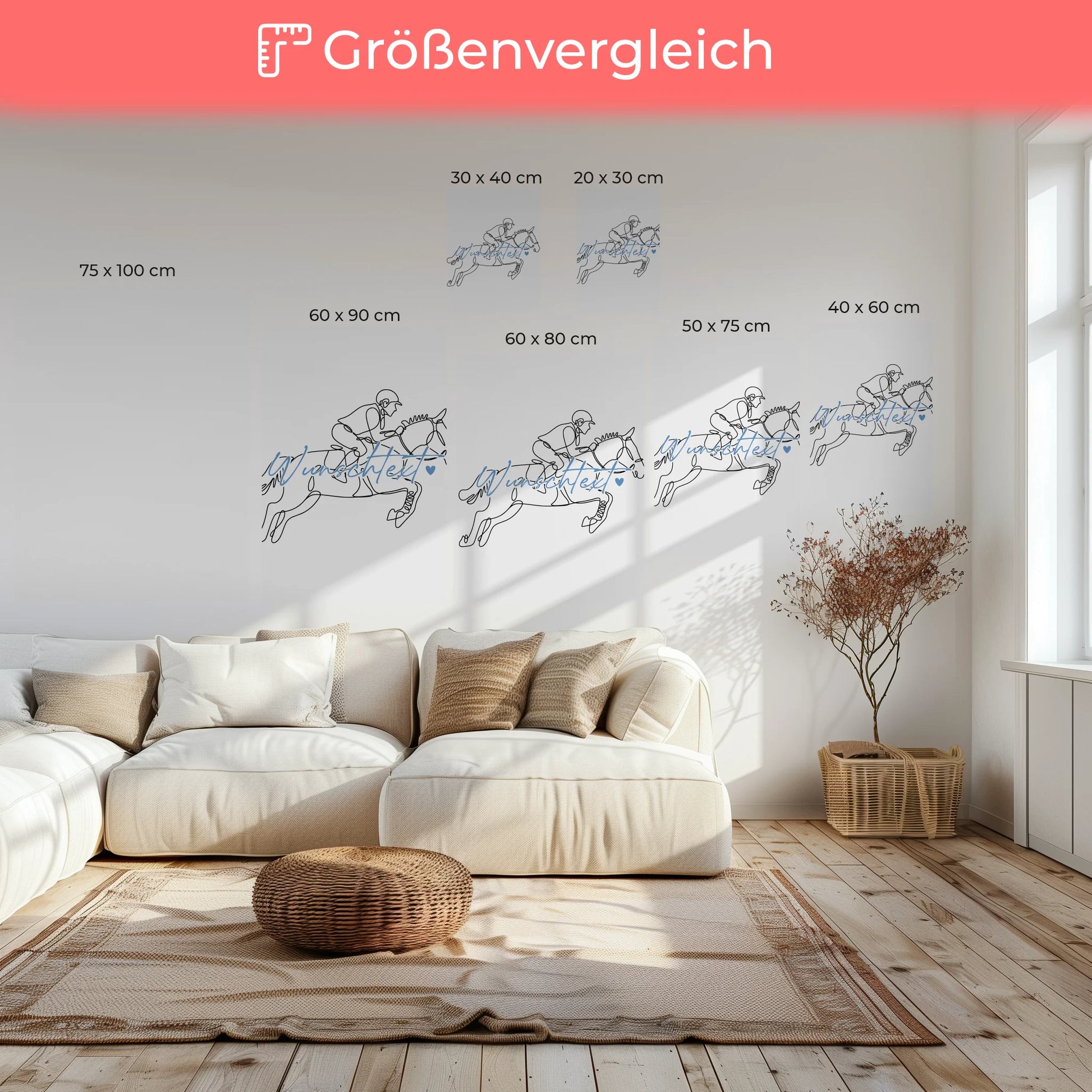 Personalisierte Leinwand Lineart Springreiten Geschenk Sohn & Bruder 6