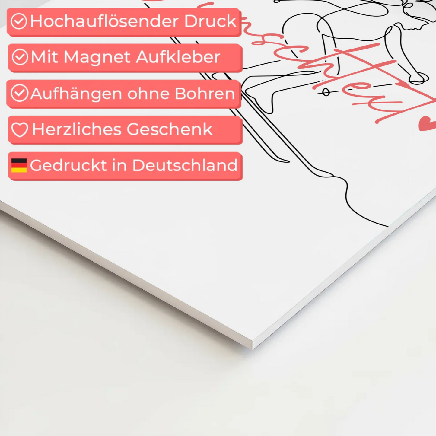 Lineart Fotoboard Magnetisch Personalisiert Skifahren Geschenk Tochter & Schwester 10