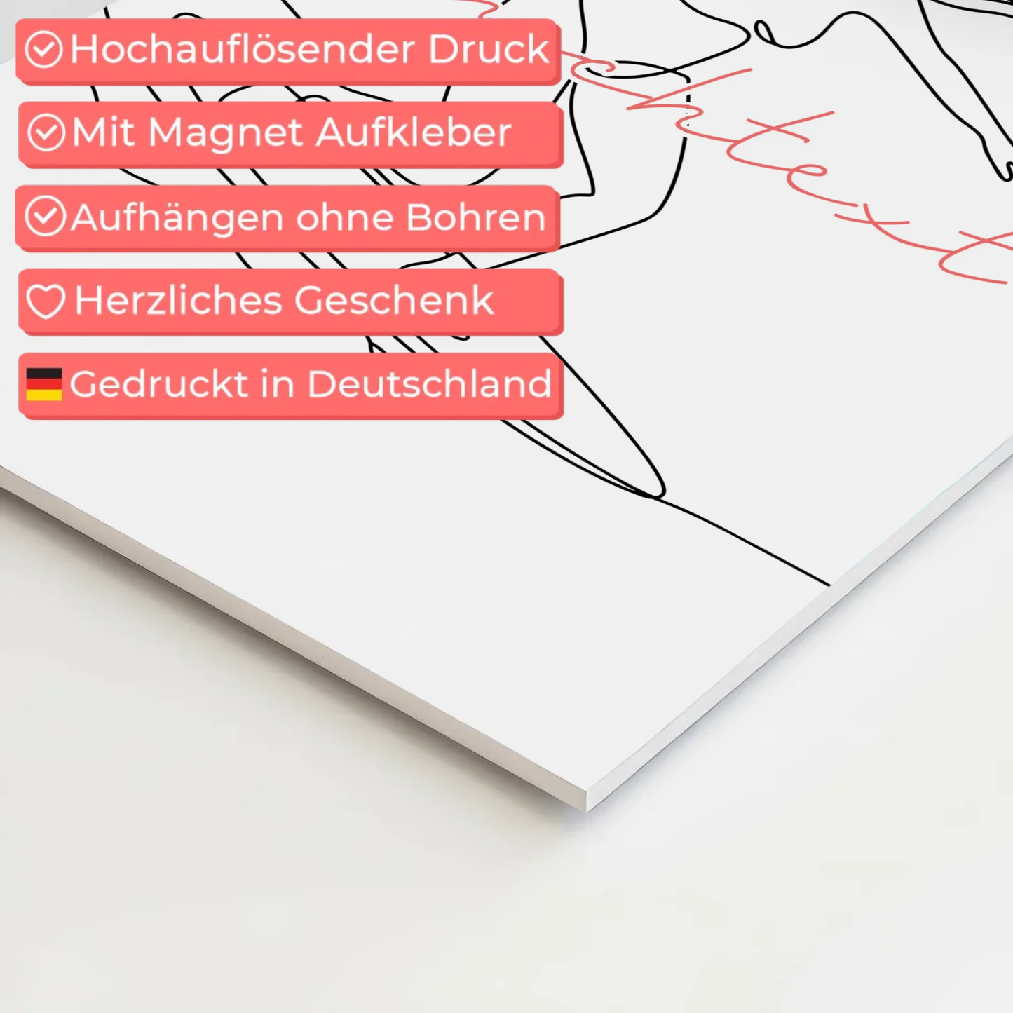 Personalisiertes Fotoboard Magnetisch Lineart Surfen Geschenk Tochter & Schwester