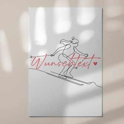 Lineart Fotoboard Magnetisch Personalisiert Skifahren Geschenk Tochter & Schwester